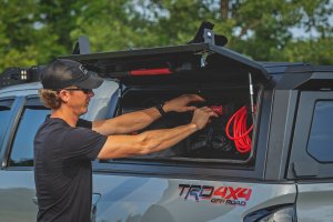 Toyota Tacoma Bed Cap Molle Panel Side Storage Bin - Driver Side - Rough Country - Molle Panel + Integrated LED, Powder-Coated - '16-'23